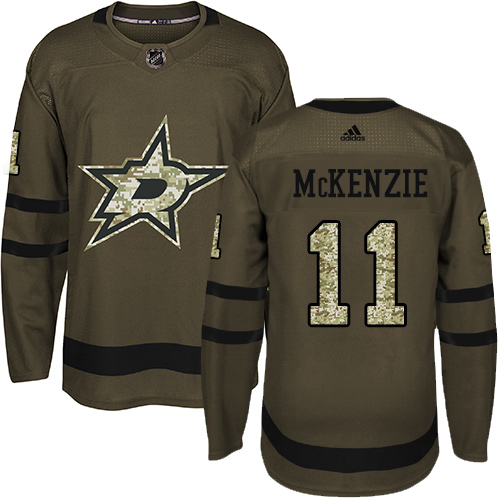 Herren Dallas Stars Eishockey Trikot Curtis McKenzie #11 Authentic Grün Salute to Service